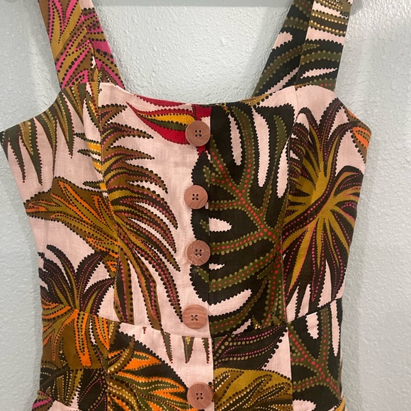 Farm Rio Spotted Leaves Utility Mini Dress - Picture 2 of 6